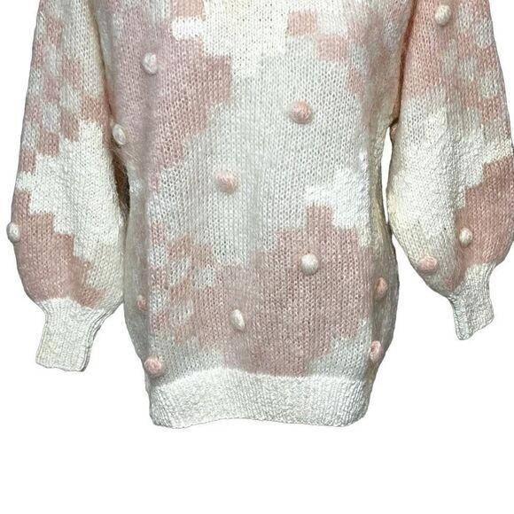 FIA Italia vintage pink and cream crew neck sweater with Pom Poms size S - Picture 6 of 16